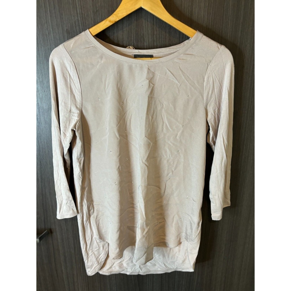 The Limited Sweater Women's Small Gray Knit 3/4 Sleeve Boat Neck Hi-Low Pullover
